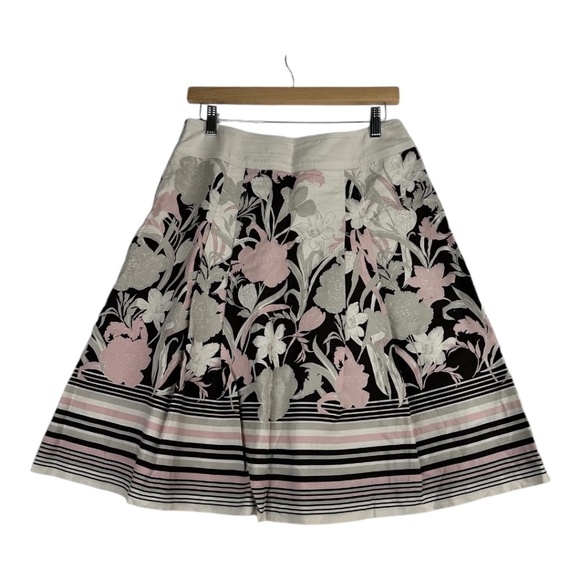 Ann Taylor Floral Print Pink and Cream Silk Blend Skirt size 6 - Picture 2 of 7